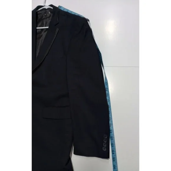 *FALL/WINTER* Stacy Adams Gold Men's Size 40R Dark Blue Plaid Pattern Blazer